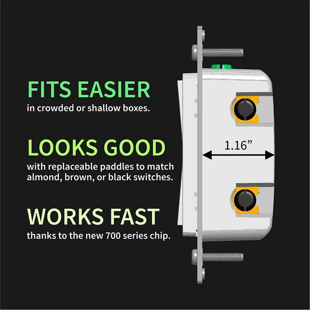 Alt view image 5 of 6 - 800 Series Z-Wave Long Range S2 Dimmer Switch ZEN77 800LR, White | Simple Direct 3-Way and 4-Way Solution (Works with Regular Switches, No Aux Switch Needed) | Z-Wave Hub Required