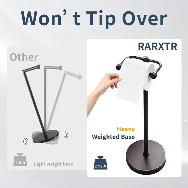 Alt view image 4 of 6 - Toilet Paper Holder Stand, Post Pivoting Design Free Standing Toilet Paper Holder, SUS304 Stainless Steel Toilet Paper Roll Holder, Heavy Stable Base (Oil Rubbed Bronze)