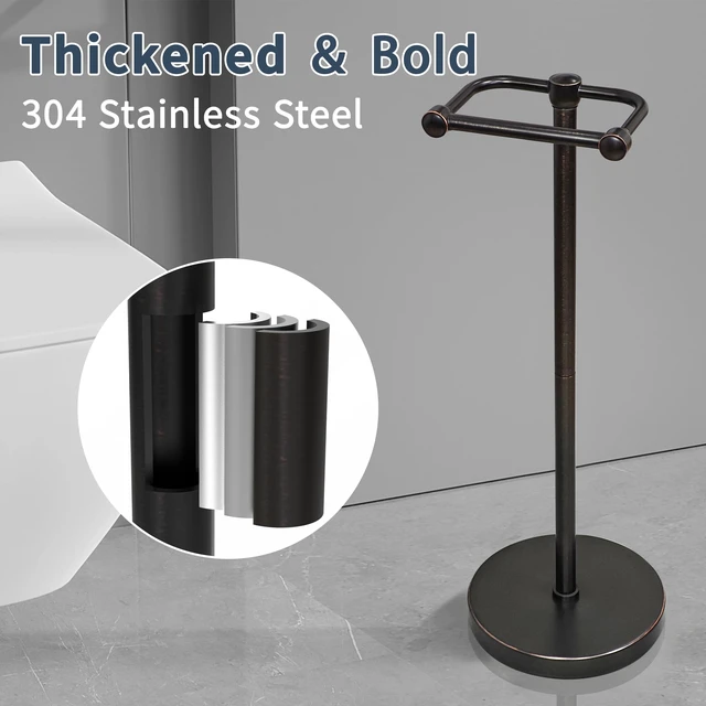 Alt view image 5 of 6 - Toilet Paper Holder Stand, Post Pivoting Design Free Standing Toilet Paper Holder, SUS304 Stainless Steel Toilet Paper Roll Holder, Heavy Stable Base (Oil Rubbed Bronze)