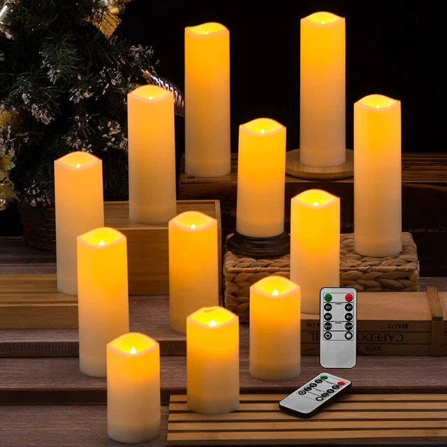 Alt view image 5 of 7 - 12 Pack Flameless Candles Battery Operated Waterproof Led Candles (D:2.2" X H:4" 5" 6" 7") Candles with 2 Remotes Contro for Wedding, Party, Birthday