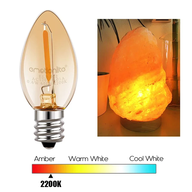 Alt view image 6 of 7 - C7 LED Bulbs, E12 Candelabra Base, Amber 2200K, 50LM, 30 Pack 0.5W low power bulb, 4W-7W equivalent, replacement bulb for salt lamps and nightlights