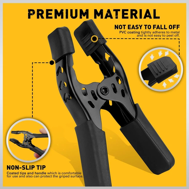 Alt view image 2 of 7 - 20-Piece 4-inch Spring Clamps for Woodworking/Backdrop Stand/Pool Cover/Tarp Clamps Heavy Duty Clips Spring Clips Metal Clamp Large Heavy Duty Clamps