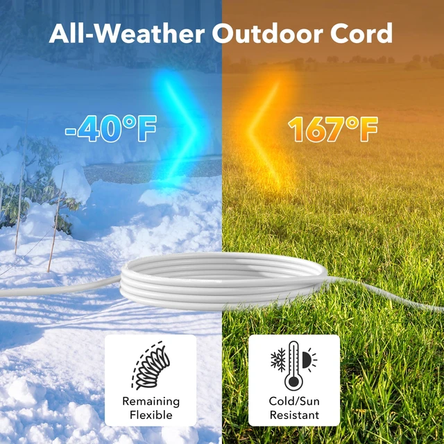 Alt view image 4 of 7 - 35ft Outdoor Extension Cord, 3-Prong, 16 Gauge General Purpose Power Cord, Grounded Plug, White, for Landscaping & Holiday Decorations, Home & Office, 13A, ETL