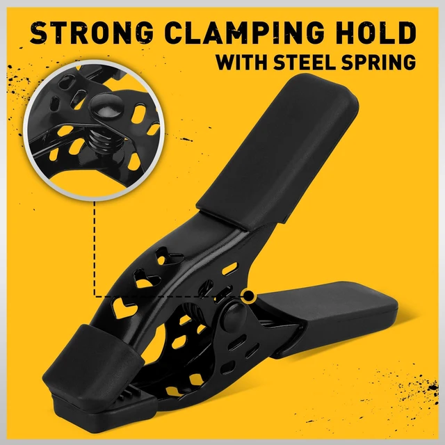 Alt view image 5 of 7 - 20-Piece 4-inch Spring Clamps for Woodworking/Backdrop Stand/Pool Cover/Tarp Clamps Heavy Duty Clips Spring Clips Metal Clamp Large Heavy Duty Clamps