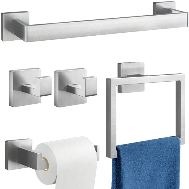 Main image of 16Inch Bathroom Accessory Set Wall Mounted, Brushed Nickel 5-Pieces Stainless Steel Bathroom Hardware Set Towel Bar Set
