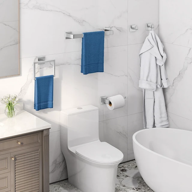 Alt view image 2 of 7 - 16Inch Bathroom Accessory Set Wall Mounted, Brushed Nickel 5-Pieces Stainless Steel Bathroom Hardware Set Towel Bar Set