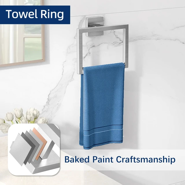 Alt view image 7 of 7 - 16Inch Bathroom Accessory Set Wall Mounted, Brushed Nickel 5-Pieces Stainless Steel Bathroom Hardware Set Towel Bar Set