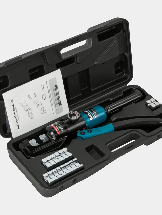 Alt view image 7 of 7 - 10 Ton Hydraulic Battery Cable Crimper Single-Hand Return, 9 Hex Dies for 12-2/0 AWG, 180° Rotating Head, Pro Terminal Tool for Car/RV/Marine Power