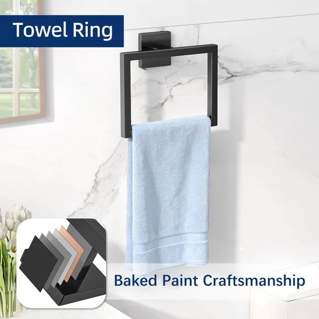 Alt view image 4 of 7 - Bathroom Accessories Set Wall Mounted, 5-Piece 24In Matte Black Stainless Steel Modern Wall Mount Towel Racks for Bathroom Towel Bar Set