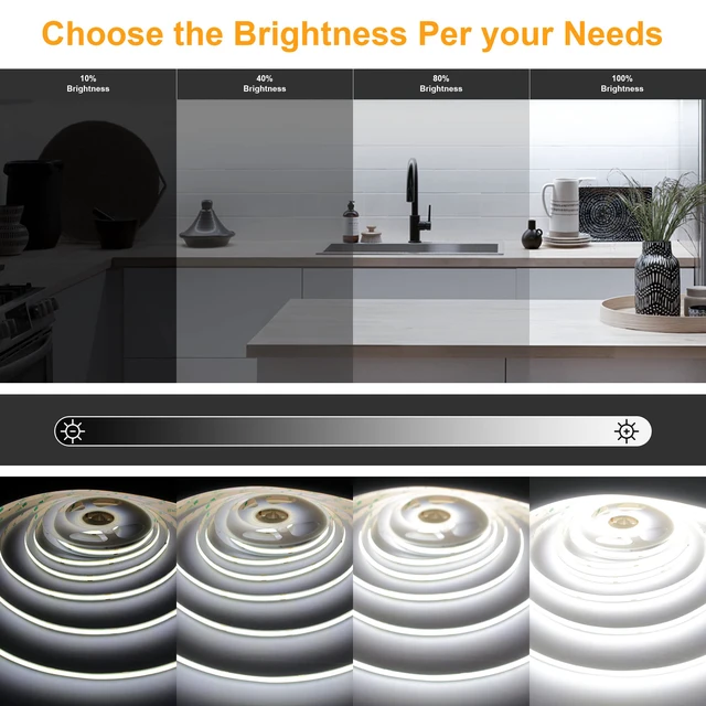 Alt view image 2 of 6 - 32.8ft White COB LED Strip Light with RF Romote and Power Supply 3200 LEDs, RF Remote & UL Power Supply, 6000K Dimmable,Bedroom Kitchen Wardrobe DIY Home Decoration, 2 Rolls of 16.4ft