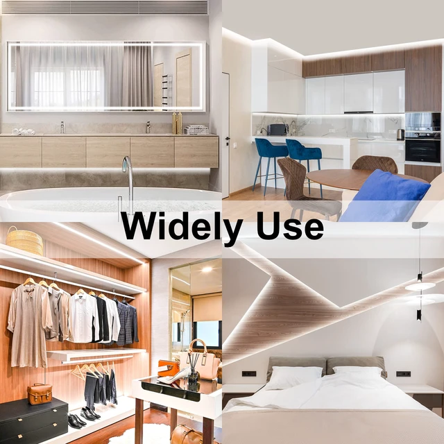 Alt view image 6 of 6 - 32.8ft White COB LED Strip Light with RF Romote and Power Supply 3200 LEDs, RF Remote & UL Power Supply, 6000K Dimmable,Bedroom Kitchen Wardrobe DIY Home Decoration, 2 Rolls of 16.4ft