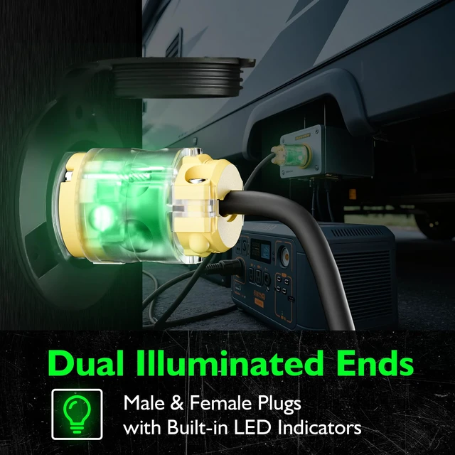 Alt view image 2 of 7 - 6 Sets Lighted Extension Cord Ends Replacement Plug 3 Prong 15A 125V NEMA 5-15P*NEMA 5-15R, Electrical Replacement Plug, Male and Female Extension Cord Ends, 15 Amp Plug, UL Listed,Yellow