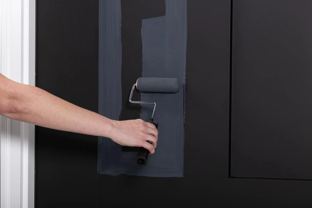 Alt view image 4 of 7 - Stops Rust Door & Trim Paint, Satin Nantucket Navy Ultimate Durability on Metal, Wood and Fiberglass Durable Chip and Fade Resistance Smooth Finish Indoor and Outdoor