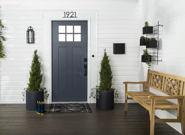 Alt view image 5 of 7 - Stops Rust Door & Trim Paint, Satin Nantucket Navy Ultimate Durability on Metal, Wood and Fiberglass Durable Chip and Fade Resistance Smooth Finish Indoor and Outdoor