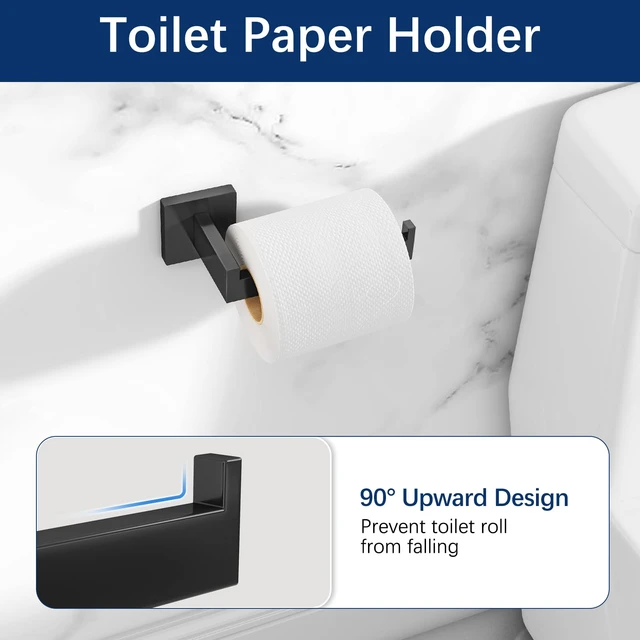Alt view image 6 of 7 - Bathroom Accessories Set Wall Mounted, 5-Piece 24In Matte Black Stainless Steel Modern Wall Mount Towel Racks for Bathroom Towel Bar Set