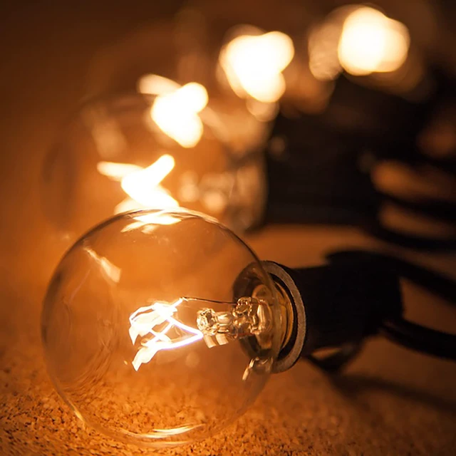 Alt view image 3 of 7 - 25 Pack G40 Outdoor String Light Replacement Bulbs, Warm White 5W 120V, E12 Base, Dimmable, Small Globe Incandescent Light Bulbs for Patio Backyard Garden Cafe Bistro Deck