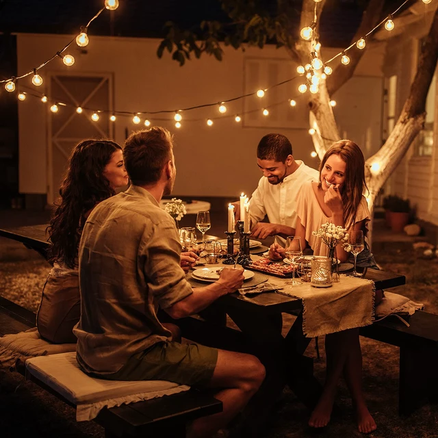 Alt view image 6 of 7 - 25 Pack G40 Outdoor String Light Replacement Bulbs, Warm White 5W 120V, E12 Base, Dimmable, Small Globe Incandescent Light Bulbs for Patio Backyard Garden Cafe Bistro Deck
