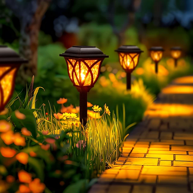 Alt view image 4 of 6 - Solar Lights Outdoor Waterproof, LED Solar Garden Lights Outdoor Decorations, Garden Decor for Yard, Patio, Landscape, Planter, Walkway