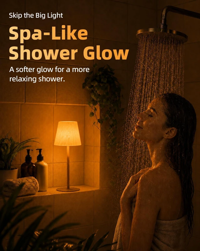 Alt view image 2 of 7 - Spa-Like RGB Shower Lamp Waterproof Bathroom Lamp with Remote, Rechargeable Cordless Mood Light, 3 Color Temps & 80 RGB Colors for Relaxing Bathroom & Bathtub Experience (1 Pack)