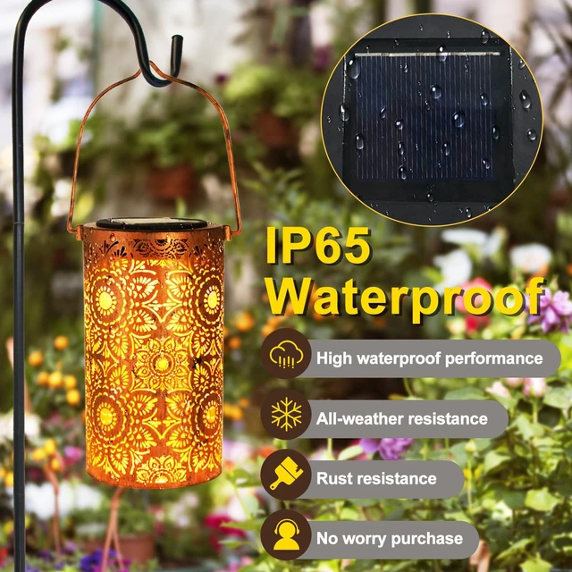 Alt view image 5 of 7 - Birthday Gifts for Women Mom Grandma Wife, Solar Lanterns Outdoor Waterproof, Metal Hanging Lights Garden Decor, LED Decorative Lantern for Patio Porch Backyard, Sunflower, 1 Pack