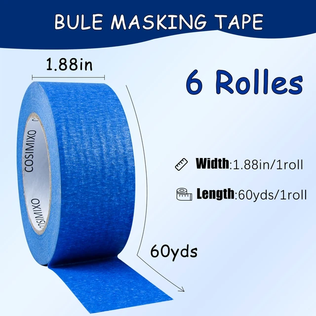 Alt view image 2 of 7 - Blue Painters Tape 1.88 in x 60 Yds, 6 Rolls Pack Professional Grade Blue Masking Tape for Painting, Protects Surfaces & Residue-Free Removal, Multi-Surface Use on Wall Painting, Labeling