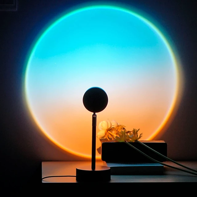 Main image of Sunset Lamp Projection Rotation Rainbow Projection Lamp Led Romantic Visual Led Light Network Red Light with USB Modern Floor Stand Night Light Living Room Bedroom Décor (Sky Blue)