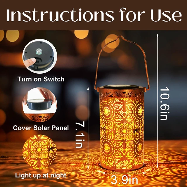 Alt view image 4 of 7 - Birthday Gifts for Women Mom Grandma Wife, Solar Lanterns Outdoor Waterproof, Metal Hanging Lights Garden Decor, LED Decorative Lantern for Patio Porch Backyard, Sunflower, 1 Pack