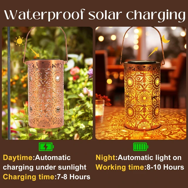 Alt view image 3 of 7 - Birthday Gifts for Women Mom Grandma Wife, Solar Lanterns Outdoor Waterproof, Metal Hanging Lights Garden Decor, LED Decorative Lantern for Patio Porch Backyard, Sunflower, 1 Pack