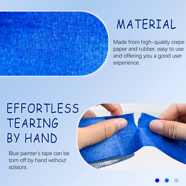 Alt view image 3 of 7 - Blue Painters Tape 1.88 in x 60 Yds, 6 Rolls Pack Professional Grade Blue Masking Tape for Painting, Protects Surfaces & Residue-Free Removal, Multi-Surface Use on Wall Painting, Labeling