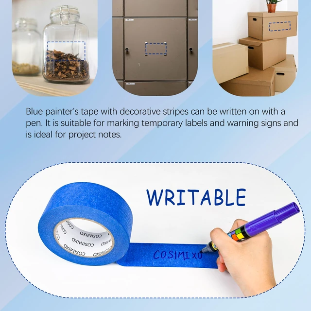 Alt view image 4 of 7 - Blue Painters Tape 1.88 in x 60 Yds, 6 Rolls Pack Professional Grade Blue Masking Tape for Painting, Protects Surfaces & Residue-Free Removal, Multi-Surface Use on Wall Painting, Labeling