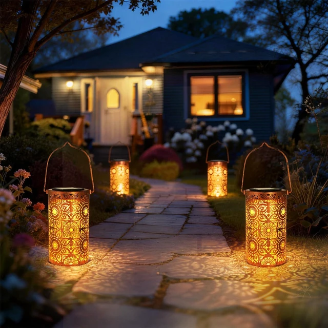Alt view image 6 of 7 - Birthday Gifts for Women Mom Grandma Wife, Solar Lanterns Outdoor Waterproof, Metal Hanging Lights Garden Decor, LED Decorative Lantern for Patio Porch Backyard, Sunflower, 1 Pack