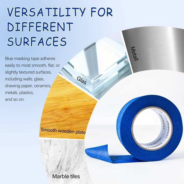 Alt view image 5 of 7 - Blue Painters Tape 1.88 in x 60 Yds, 6 Rolls Pack Professional Grade Blue Masking Tape for Painting, Protects Surfaces & Residue-Free Removal, Multi-Surface Use on Wall Painting, Labeling