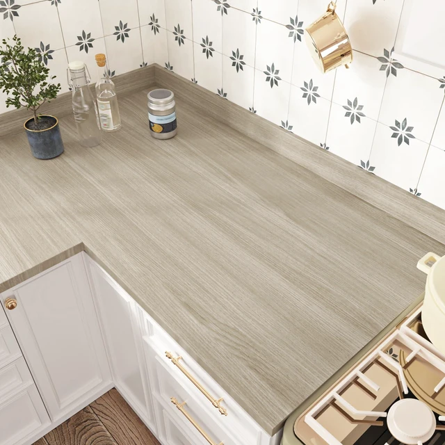 Main image of Oak Grey Wood Contact Paper Peel and Stick Waterproof Wood Vinyl Wrap Wallpaper Self Adhesive Removable Wooden Grain Countertop Contact Paper for Kitchen Tables Office Desk Cabinets 24"x118"