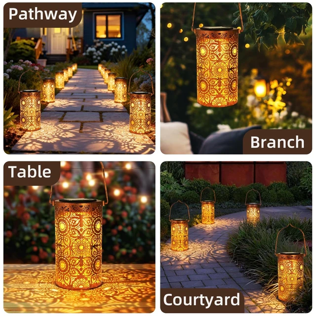 Alt view image 7 of 7 - Birthday Gifts for Women Mom Grandma Wife, Solar Lanterns Outdoor Waterproof, Metal Hanging Lights Garden Decor, LED Decorative Lantern for Patio Porch Backyard, Sunflower, 1 Pack