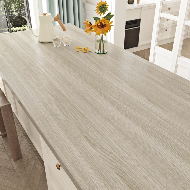 Alt view image 3 of 6 - Oak Grey Wood Contact Paper Peel and Stick Waterproof Wood Vinyl Wrap Wallpaper Self Adhesive Removable Wooden Grain Countertop Contact Paper for Kitchen Tables Office Desk Cabinets 24"x118"