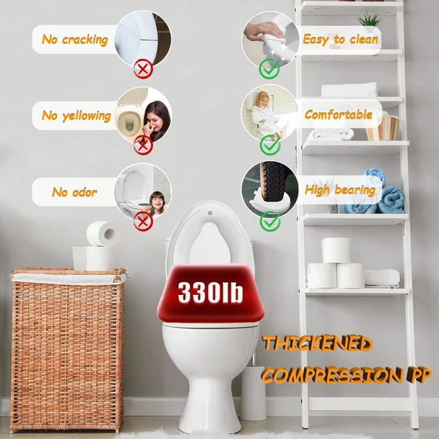 Alt view image 3 of 6 - Potty Training Seat Built-in Toilet Seat, Elongated Toilet Seat 18.5inch with Baby Seat 2 in 1 Soft Close Quiet No Slapping, Magnetic Absorption, Easy Installation for Bottom Fixing Toilet