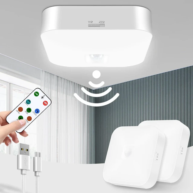 Main image of Rechargeable Motion Sensor Ceiling Light with Remote, 3000K-6000K 2 Pack Wireless, Battery Operated, Motion Activated, Indoor Use for Closet, Shower, Hallway, Garage, Pantry, Stair and Bathroom