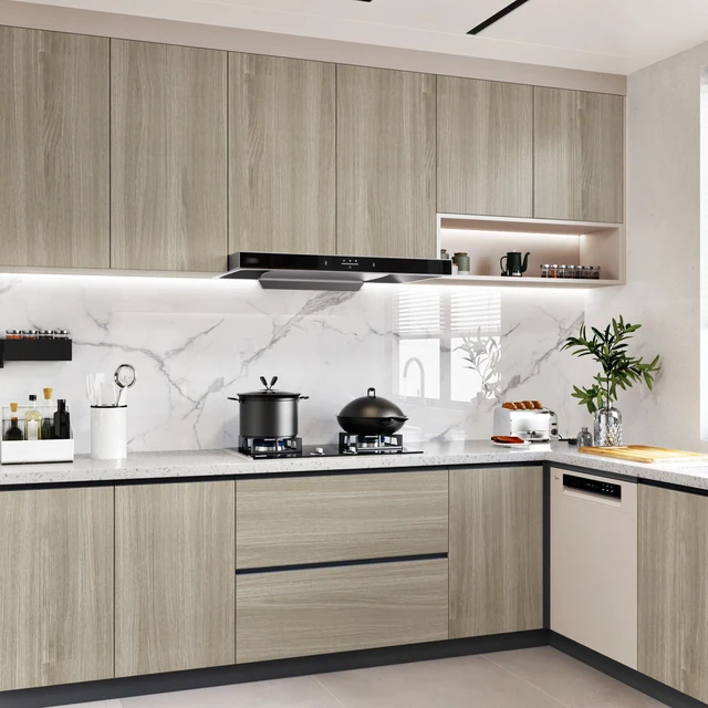 Alt view image 2 of 6 - Oak Grey Wood Contact Paper Peel and Stick Waterproof Wood Vinyl Wrap Wallpaper Self Adhesive Removable Wooden Grain Countertop Contact Paper for Kitchen Tables Office Desk Cabinets 24"x118"