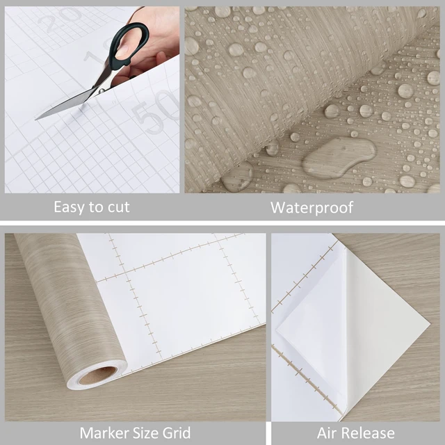 Alt view image 6 of 6 - Oak Grey Wood Contact Paper Peel and Stick Waterproof Wood Vinyl Wrap Wallpaper Self Adhesive Removable Wooden Grain Countertop Contact Paper for Kitchen Tables Office Desk Cabinets 24"x118"