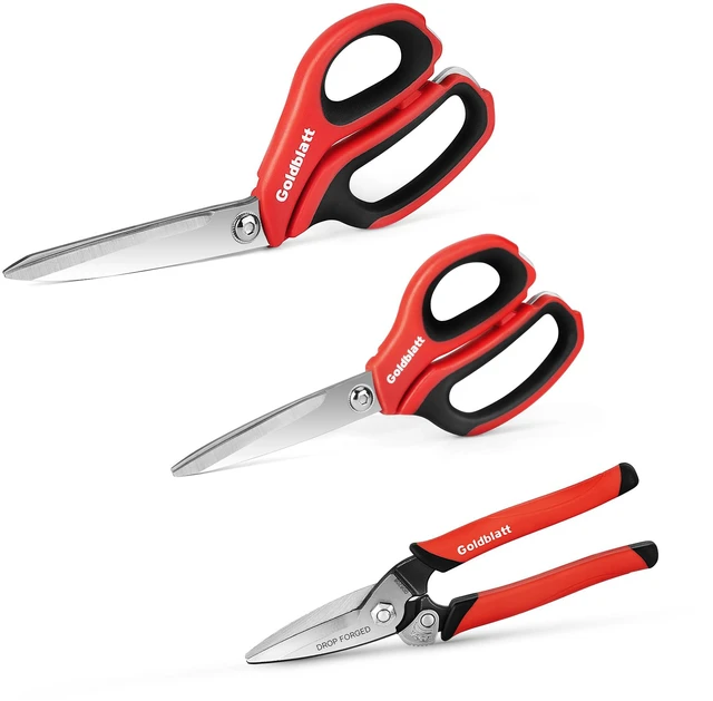 Main image of 3PCS Heavy Duty Scissors, Multipurpose Shop Scissors Drop Forged Blades with Small Serrations, Comfortable Handles for Easy Cutting Cardboard, Wires, Leather, Fabric