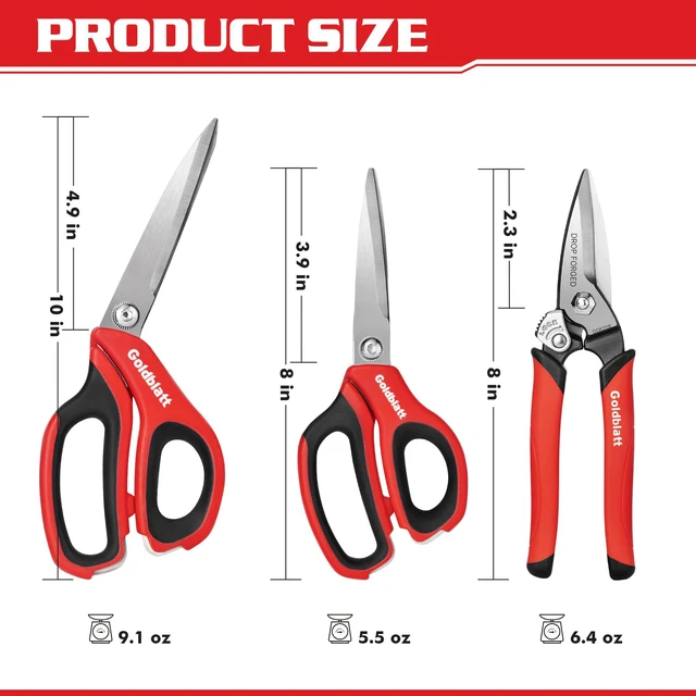 Alt view image 3 of 7 - 3PCS Heavy Duty Scissors, Multipurpose Shop Scissors Drop Forged Blades with Small Serrations, Comfortable Handles for Easy Cutting Cardboard, Wires, Leather, Fabric
