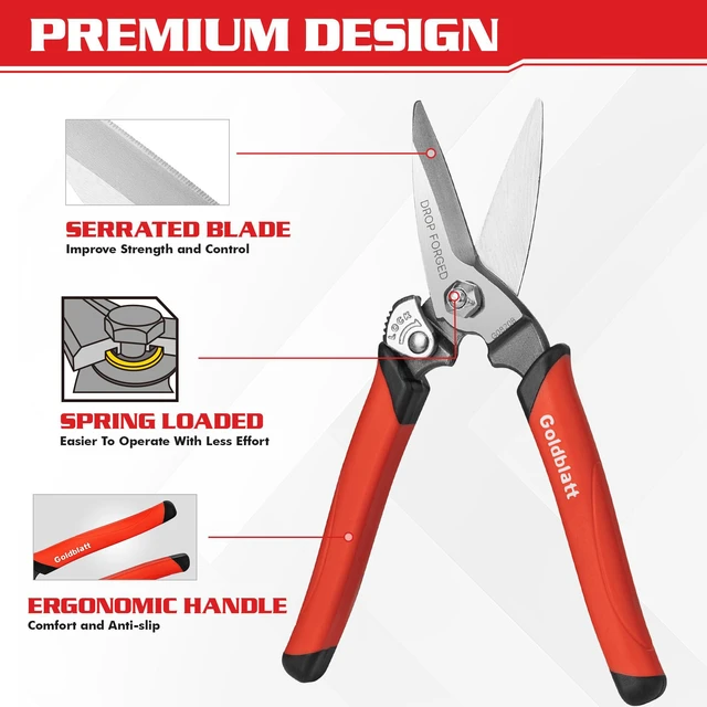 Alt view image 5 of 7 - 3PCS Heavy Duty Scissors, Multipurpose Shop Scissors Drop Forged Blades with Small Serrations, Comfortable Handles for Easy Cutting Cardboard, Wires, Leather, Fabric