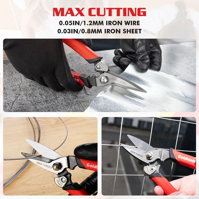 Alt view image 6 of 7 - 3PCS Heavy Duty Scissors, Multipurpose Shop Scissors Drop Forged Blades with Small Serrations, Comfortable Handles for Easy Cutting Cardboard, Wires, Leather, Fabric