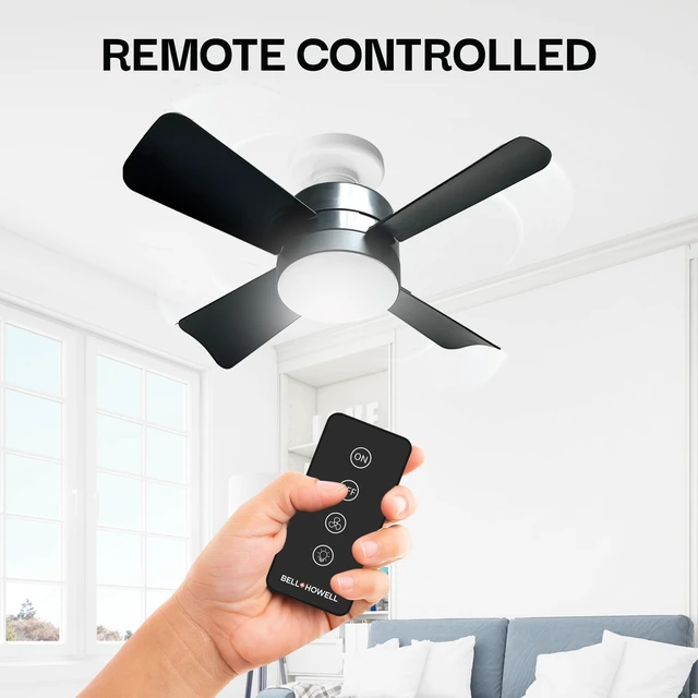 Alt view image 6 of 7 - Socket Breeze Deluxe, Small Ceiling Fan with LED Light and Remote, Adjustable Speeds and Brightness, Light Socket Fan for Bedroom, Kitchen, Living Room, 1000 Lumens