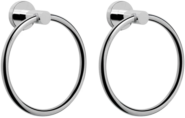 Main image of Bath Towel Ring, Bathroom Hardware Accessories-Thicken Stainless Steel Hand Towel Holder for Bathroom, Modern Round Towel Hanger Wall Mounted (Chrome, 2 Pack)