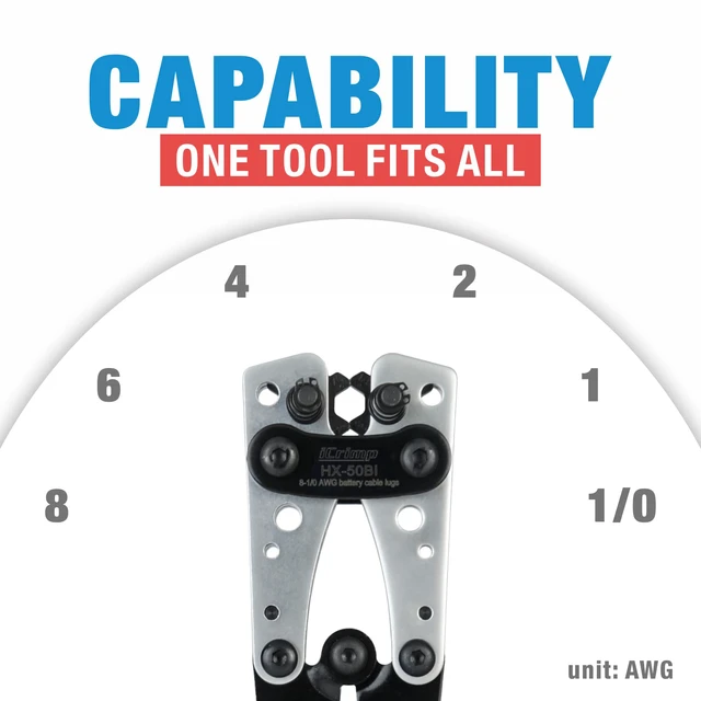 Alt view image 7 of 7 - iCrimp Battery Terminal Crimper for Heavy Duty Copper Wire Lugs,Battery Cable Ends from AWG 8-1/0, Ground Lug Cimper Tool