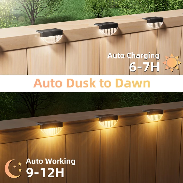 Alt view image 7 of 7 - 24 Pack Solar Deck Lights Outdoor, Warm White LED Solar Step Lights for Outside, Waterproof Fence Light for Patio, Deck, Stairs, Yard, Pool and Porch (Black)