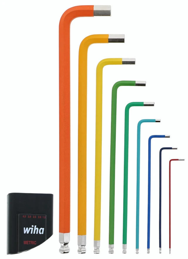 Alt view image 7 of 7 - 66980 Ball End Hex L-Key Set, 9 Piece, Metric Color Coded, Textured Grip, Includes Holder