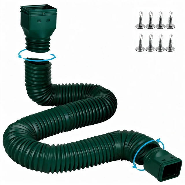 Main image of 16.5ft Long Gutter Downspout Extensions Flexible, 4" Diameter Drain Downspout Extender, Down Spout Drain Extender for Rainwater Drainage, Extendable from 3.4ft to 16.5ft(1Pack Green)