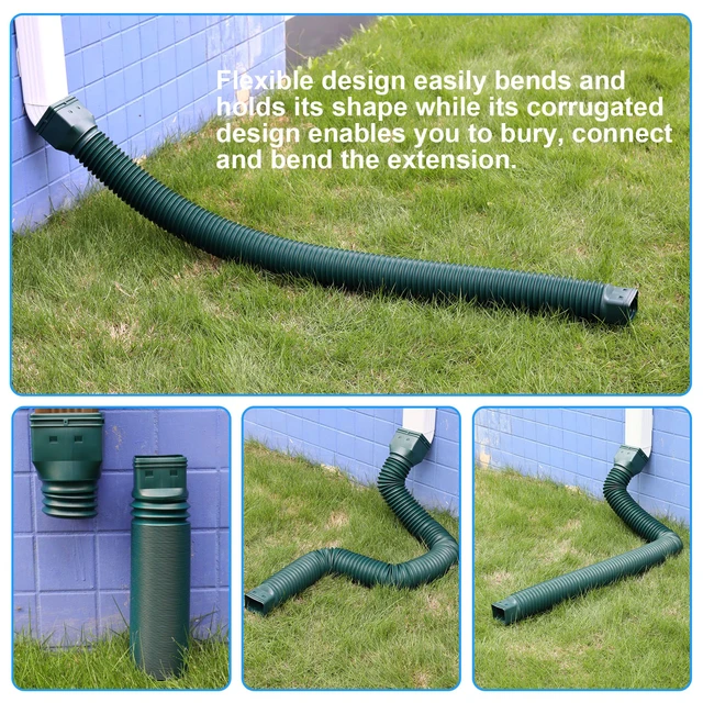Alt view image 4 of 6 - 16.5ft Long Gutter Downspout Extensions Flexible, 4" Diameter Drain Downspout Extender, Down Spout Drain Extender for Rainwater Drainage, Extendable from 3.4ft to 16.5ft(1Pack Green)